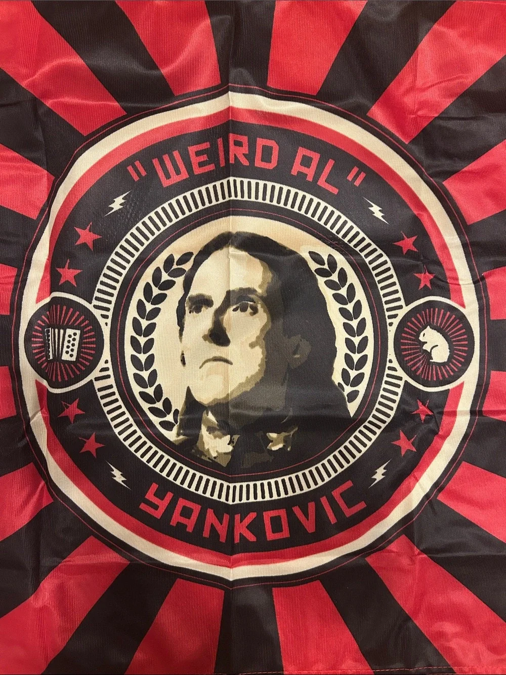 “Weird Al” Yankovic Red & Black Mandatory Fun Flag - NWOT